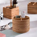 Cesta de Armazenamento de Vime em Rattan Feita a Mão
