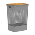 Cesto de roupas Ou 49L com tampa de bambu Linha Grid