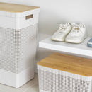 Cesto de roupas Ou 49L com tampa de bambu Linha Grid