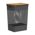 Cesto de roupas Ou 49L com tampa de bambu Linha Grid