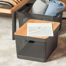 Cesto organizador Ou 20L com tampa de bambu Linha Grid