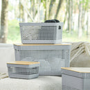 Cesto organizador Ou 2,5L com tampa de bambu Linha Grid