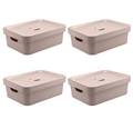 Kit de Caixas Organizadoras 10,5 Litros com Tampa Ou 4 Peças Linha Cube