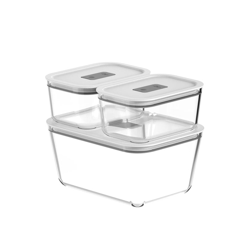 Kit de Potes de Vidro Hermético Ou 2,4 L e 725ml Linha Fresh Lock